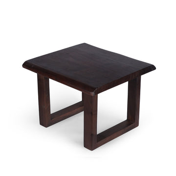 Dark Wood Low Coffee Stool with Frame Legs