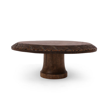 Round Brown Cake Stand with Pedestal Base