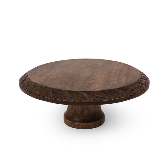 Round Brown Cake Stand with Pedestal Base