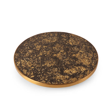 Black & Gold Round Serving Platter / Tray