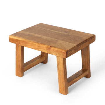 Natural Wood Low Stool with Frame Legs