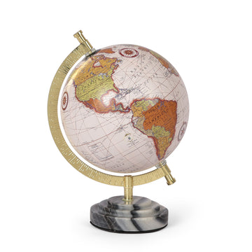 White Marble Base Desk Globe | Gold Meridian Premium Décor