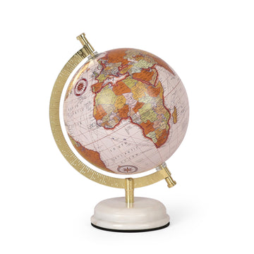 Soft Beige Desk Globe | Gold Stand Minimal Table Décor