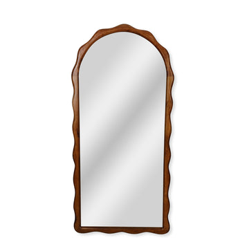 Carved Top Wooden Wall Mirror