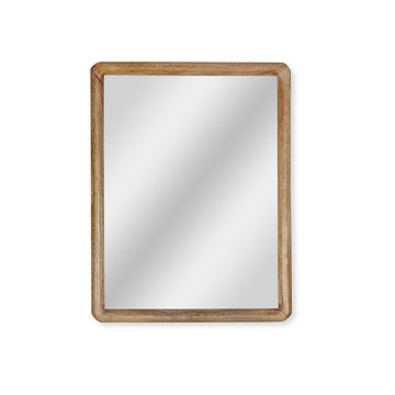 Light Wood Wavy Round Mirror