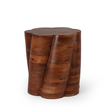 Solid Wood Barrel Style Stool – Sculptural Seating