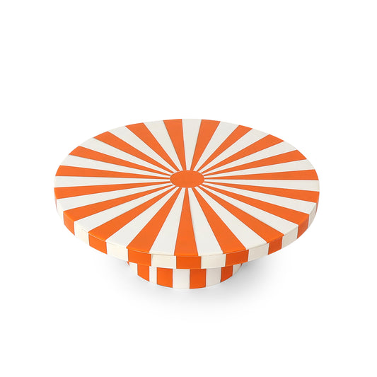 Orange & White Striped Decorative Cake Stand