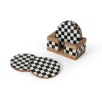 Black & White Checker Coasters – Handmade Designer Table Accessories
