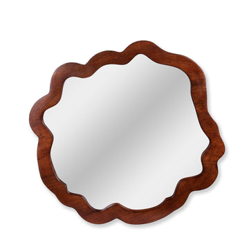 Slim Oval Wooden Wall Mirror
