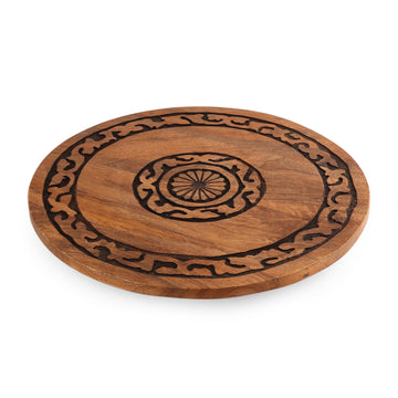 Classic Ring Inlay Round Wooden Platter