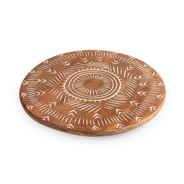 Handcrafted Round Wooden Serving Tray