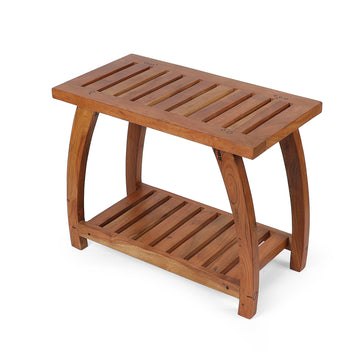 Solid Wood Stool with Curved Legs – Classic Design