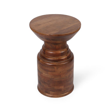 Solid Wood Pedestal Stool – Handcrafted Accent Seating