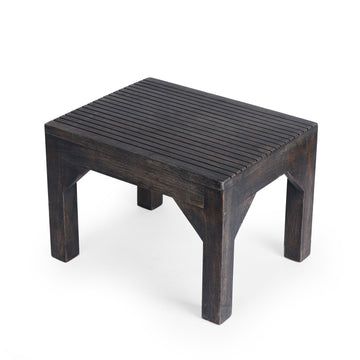 Slatted Top Wooden Stool in Dark Finish
