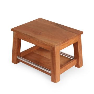 Wooden Stool with Lower Rack
