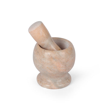 Peach Natural Stone Mortar & Pestle | Traditional Masala Grinder