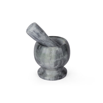 Grey Marble Mortar & Pestle | Heavy Duty Spice Grinder for Kitchen