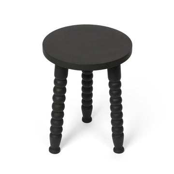 Matte Black Round Wooden Plant Stand with Turned Legs