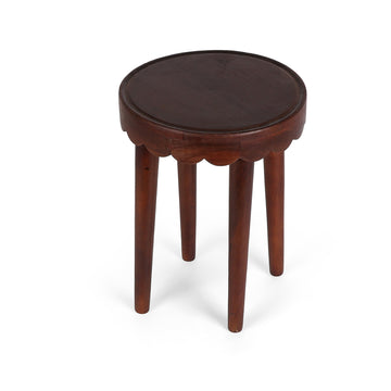 Solid Wood Round Plant Stand Stool | Dark Walnut Finish