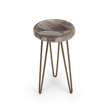 Natural Stone Top Round Side Table