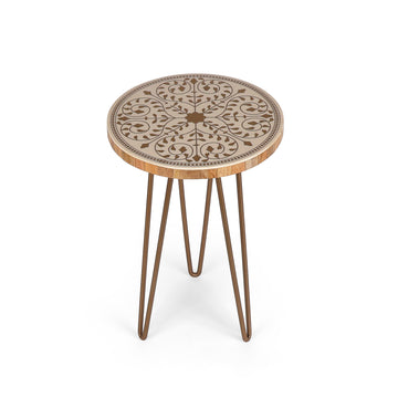 Heritage Motif Inlay Round Accent Table