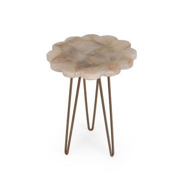 Stone Top Plant Stand | Scalloped Round Accent Table