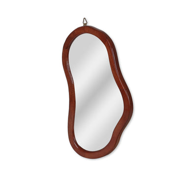 Faceted Slim Wooden Wall Mirror