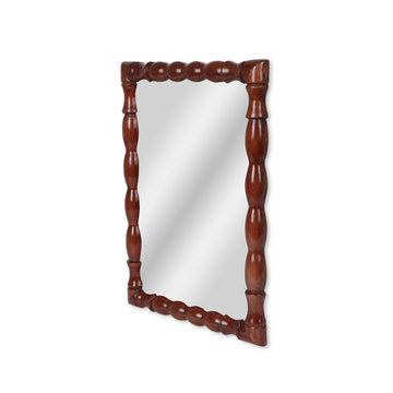 Slim Asymmetric Wooden Wall Mirror