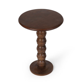 Wooden Pedestal Plant Stand | Round Top Tall Display Table