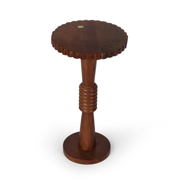 Modern Flared Base Plant Stand | Round Top Wooden Pedestal