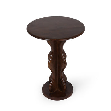 Sculpted Dark Wood Pedestal Plant Stand