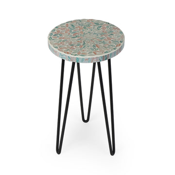 Lotus Mosaic Pebble Top Plant Stand with Metal Legs