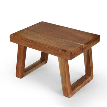 Rustic Wooden Low Stool (Thick Top)