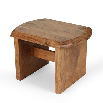 Rounded Edge Wooden Stool (Classic Block Form)