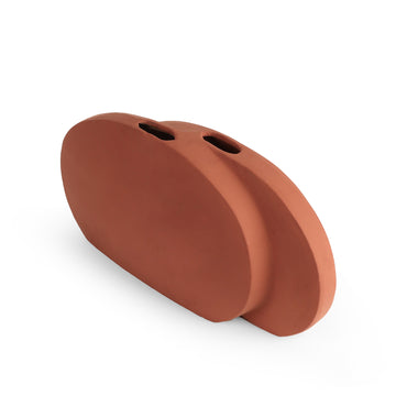 Terracotta Oval Double-Neck Ceramic Vase