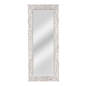 Ornate White Carved Full Length Mirror