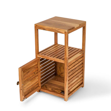 Solid Wood Storage Rack with Door – Utility Shelf Unit