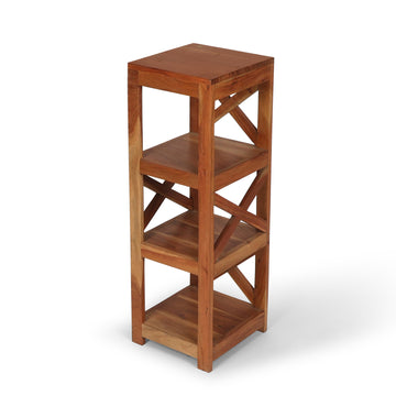Tall Solid Wood Rack with Cross Sides – Open Storage Shelf