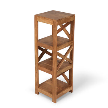 Tall Solid Wood Storage Rack with Cross Frame – Open Shelf Unit
