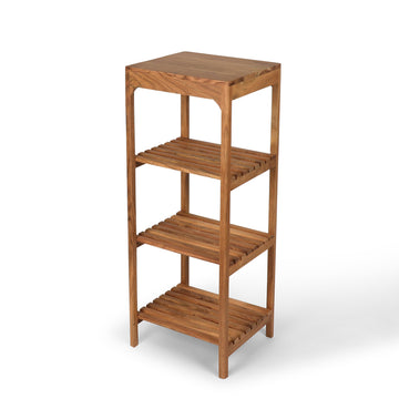 Solid Wood Slatted Storage Rack – 4 Tier Open Shelf