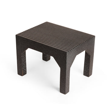 Ribbed Top Accent Stool (Stone-Black Finish)