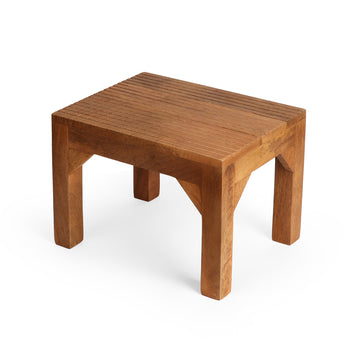 Ribbed Top Wooden Stool (Natural Finish)