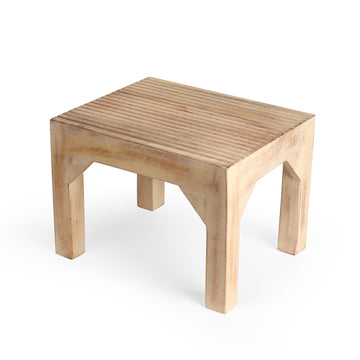 Whitewash Slatted Accent Table | Minimal Side Stool for Modern Spaces