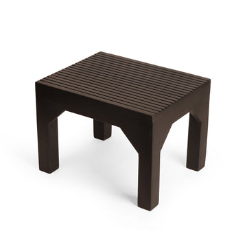 Matte Black Slatted Side Table | Contemporary End Table for Living Room