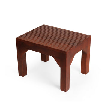 Walnut Brown Slatted Table | Wooden Side Table for Bedroom & Lounge