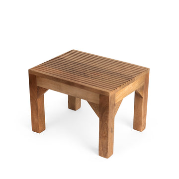 Natural Slatted Coffee Side Table | Solid Wood Accent Stand for Home