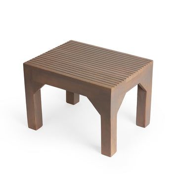 Ribbed Top Wooden Stool (Walnut Brown Finish)