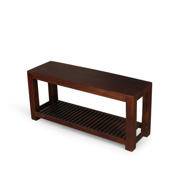 Solid Wood Storage Bench with Slatted Lower Shelf