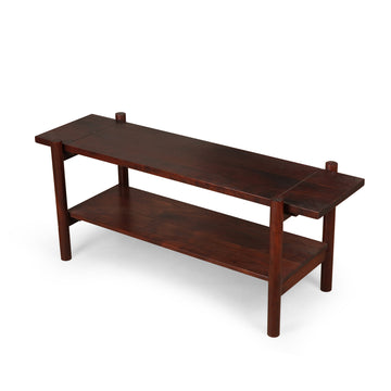 Solid Wood Console Bench with Open Shelf Design