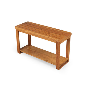 Solid Wood Entryway Bench with Lower Support Shelf